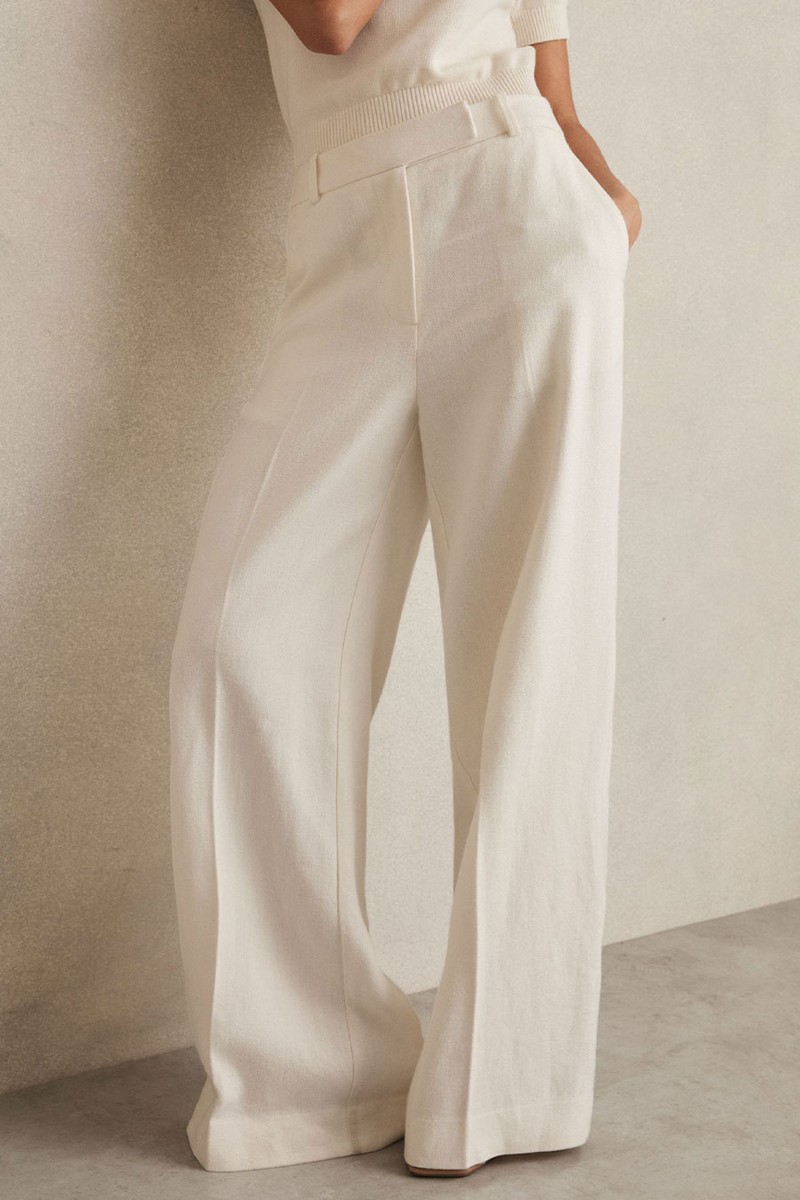 Devon Linen-Blend Wide-Leg Trousers from Reiss