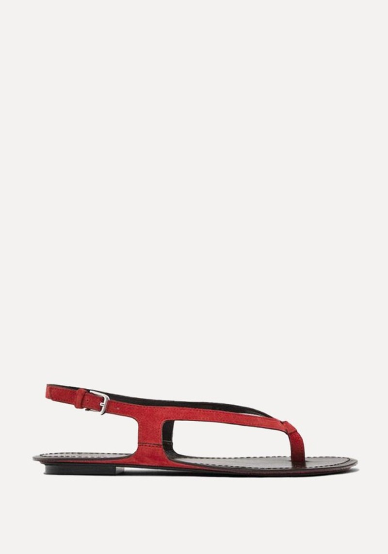 Split Suede Flat Sandals