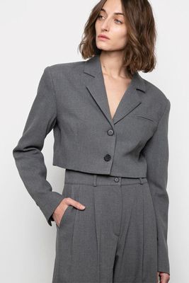 Single Breasted Cropped Blazer in Smoke from Frankie Shop