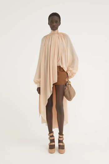 Fluid Tunic Dress In Silk Georgette from Chloe