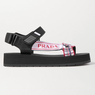 Nomad Logo-Print Canvas Sandals from Prada