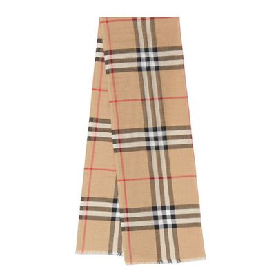 Giant Wool and Silk Check Gauze Scarf from Burberry