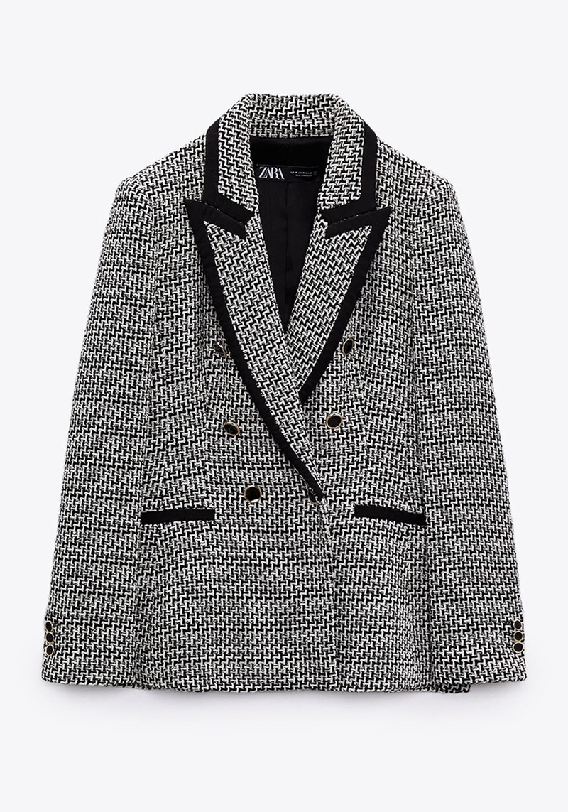 Textured Blazer With Contrast Piping from Zara