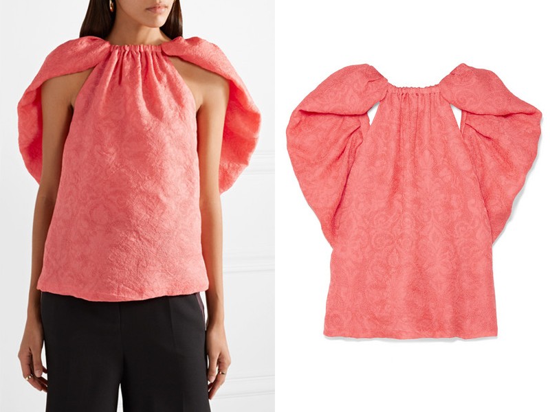 Cape-Effect Silk Jacquard Top from Rosie Assoulin