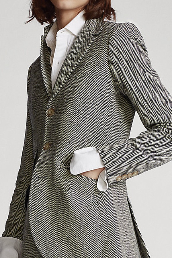 Herringbone Silk-Blend Blazer