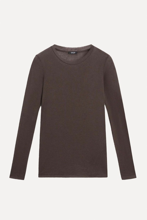 Cotton Semi-Sheer T-Shirt With Collar Detail from Massimo Dutti