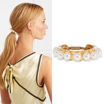 Perla Gold-Plated Swarovski Pearl Hair Tie from Jennifer Behr