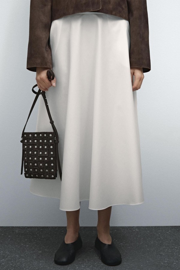 Split Suede Mini Crossbody Bag With Studs from Massimo Dutti