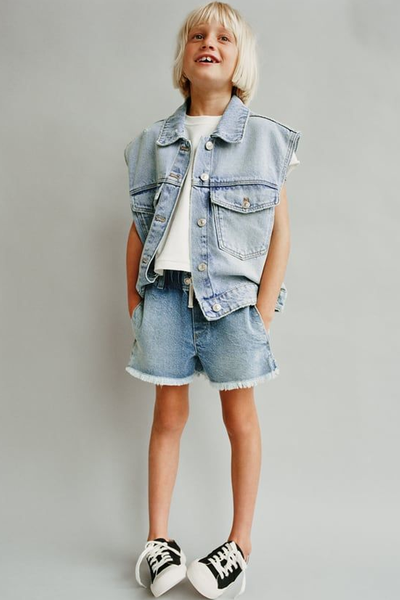 Frayed Denim Bermuda Shorts