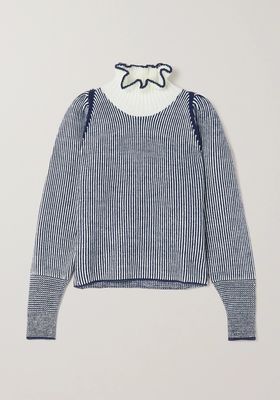 Blue Ruffled Striped Knitted Sweater from See By Chloé