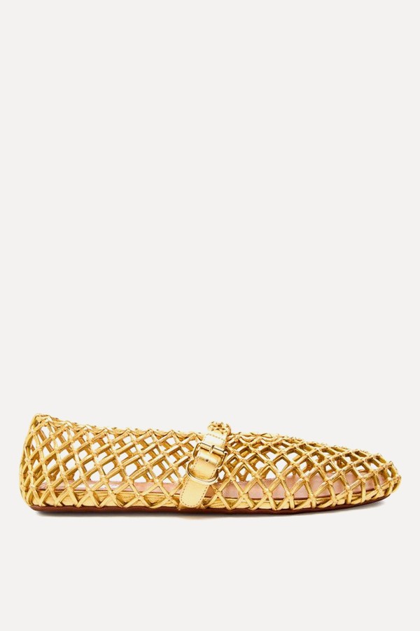 Braided Metallic Leather Ballet Flats from ALAÏA