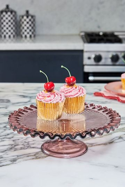 Rockett St George Vintage Inspired Glass Cake Stand