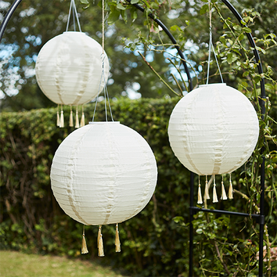 White Tassel Lanterns from Lights 4 Fun 