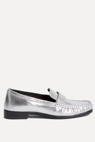 Leather Metallic Flatform Loafers from Marks & Spencer