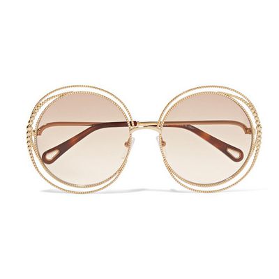 Oversized Round-Frame Gold-Tone Sunglasses from Chloé