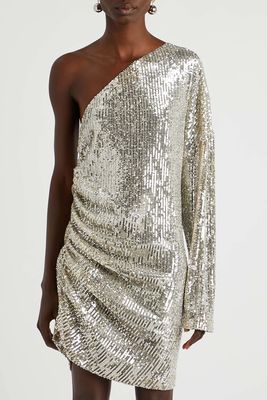 Alexandra Silver One-Shoulder Sequin Mini Dress from In The Mood For Love