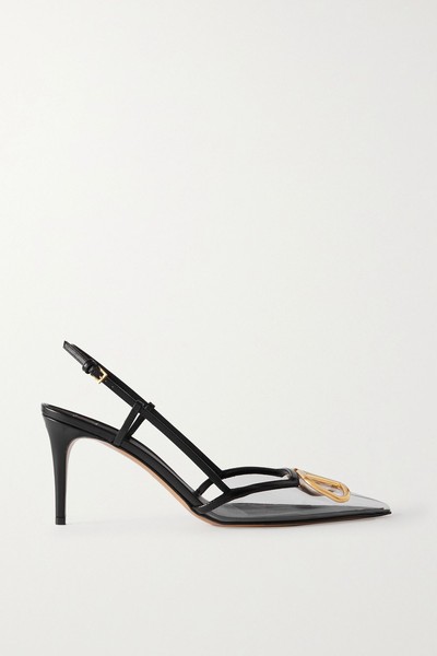 VLOGO 80 Leather & PVC Slingback Pumps from Valentino Garavani