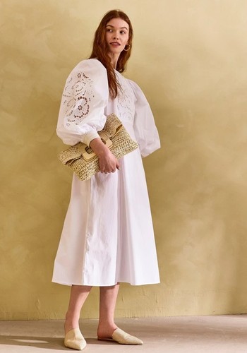 Long Sleeved Dress With Embroidery  from Lindex