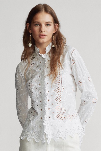 Embroidered Eyelet Shirt