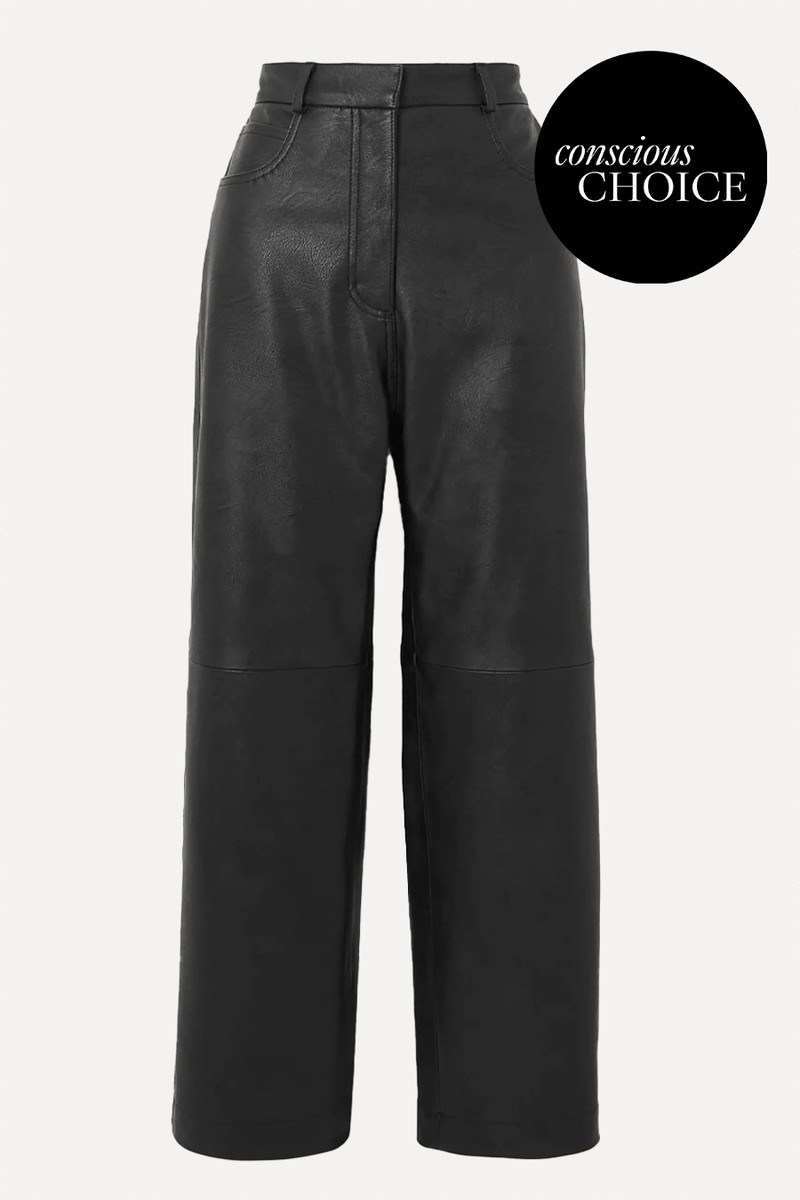 Vegetarian Leather Straight-Leg Pants from STELLA MCCARTNEY