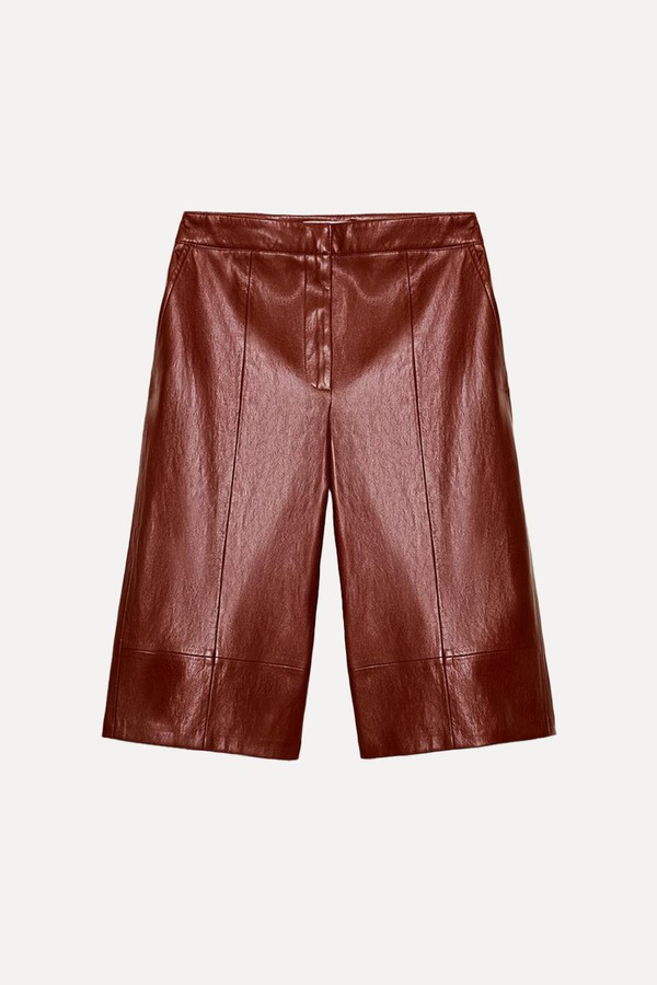 Long Faux Leather Bermuda Shorts from Zara