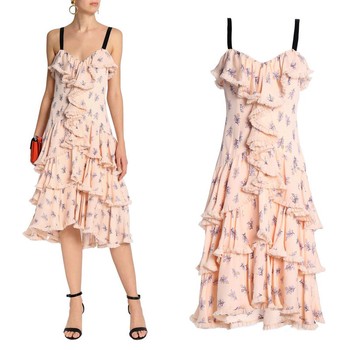 Edie Ruffled Printed Silk Midi Dress from Cinq À Sept