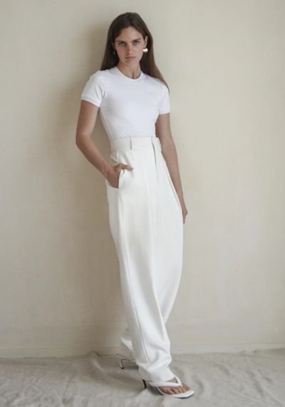 Ivory High Waisted Trousers