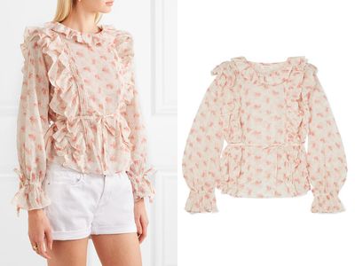 Luca Ruffled Floral-Print Cotton-Voile Blouse