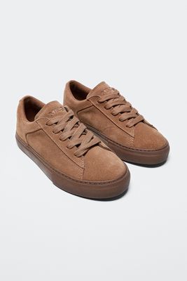 Lace up Leather sneakers from Mango