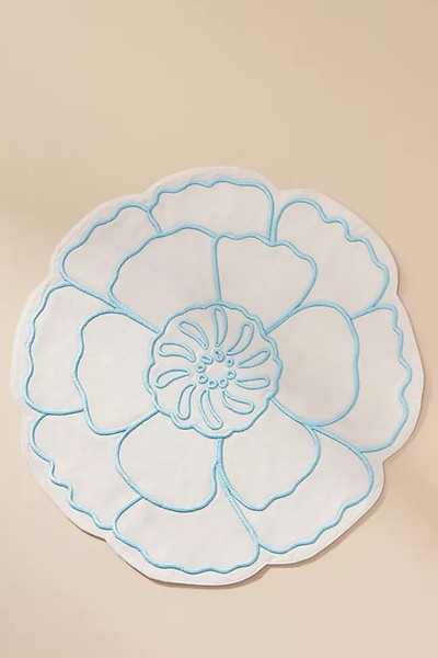 Eleni Embroidered Flower Placemat from Anthropologie