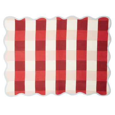 Set Of Four Scalloped-Edge Gingham Linen Placemats from Angela Wickstead