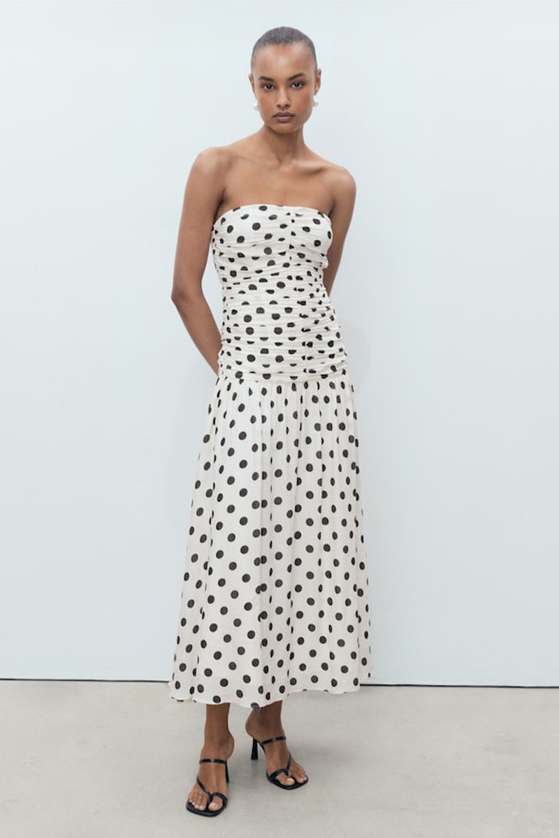 Polka-Dot Dress With Draped Body from Mango