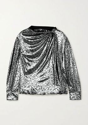 Lavaliere Tie-Detailed Lamé Blouse from Isabel Marant