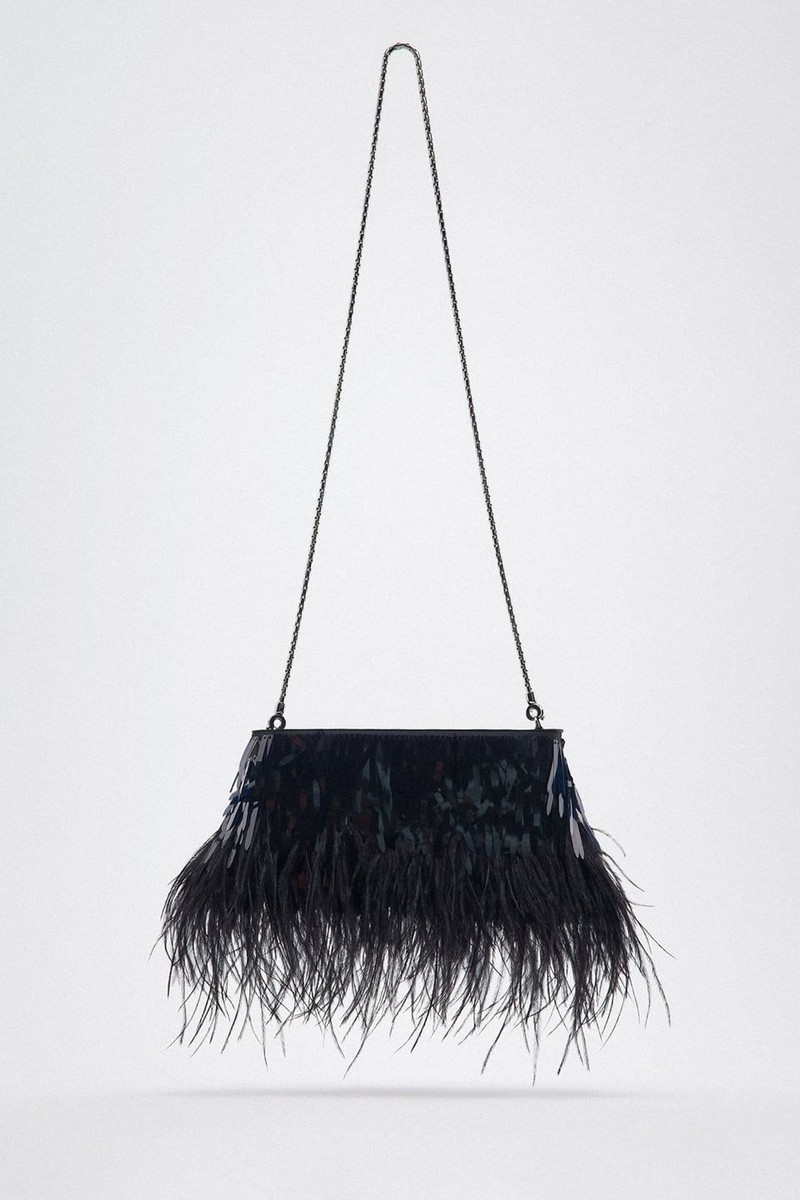 Rhinestones & Feathers Handbag from Zara