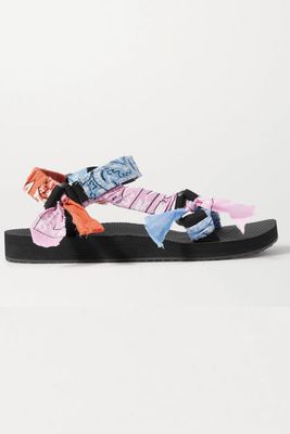 Trekky Printed Gauze-Trimmed Canvas Platform Sandals from Arizona Love
