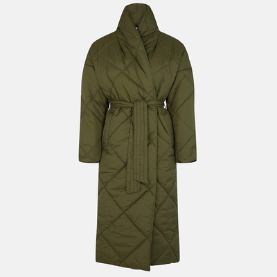 Quilted Longline Belted Wrap Coat from Warehouse