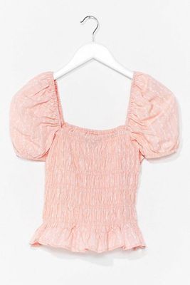 Shirred You're Back Puff Sleeve Blouse