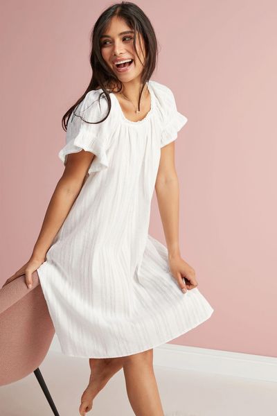 Square Neck Ruffle Cotton Nightie Slip, £28 | Next