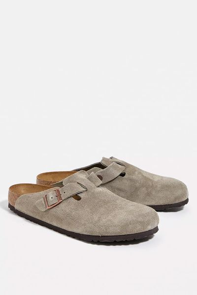 Boston Taupe Natural Suede Clogs from Birkenstock