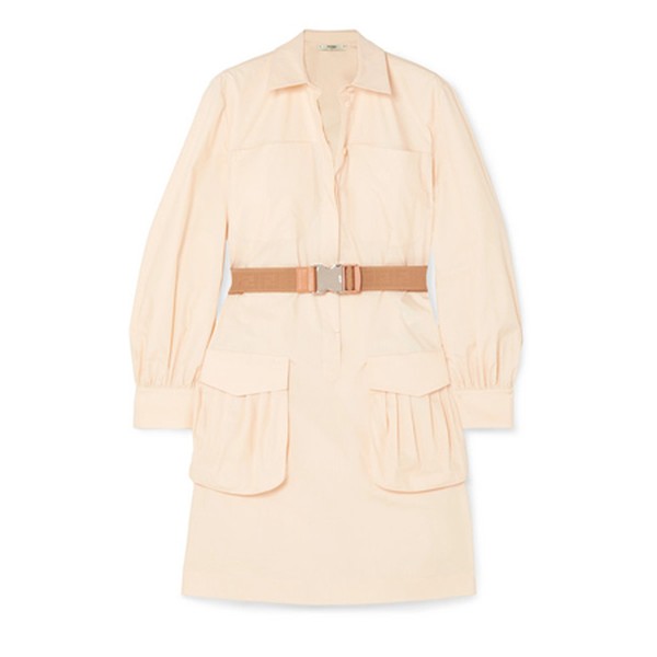 Belted Cotton-Poplin Mini Dress from Fendi