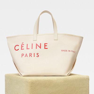 Medium Made In Tote In Textile – Natural/Red from Céline