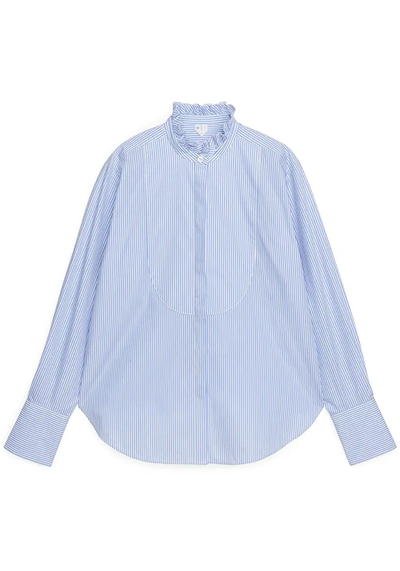 Ruffle-Neck Tuxedo Shirt