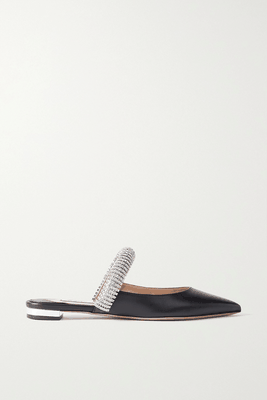 Mica Crystal Embellished Leather Point Toe Flats from Aquazzura