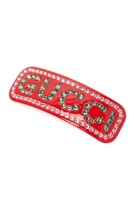 Crystal-Logo Resin Hair Slide from Gucci