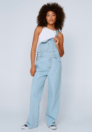 Wide Leg Denim Dungarees