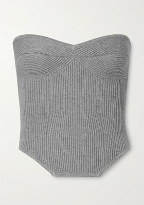 Strapless Cropped Ribbed-Knit Top from Fleur Du Mal