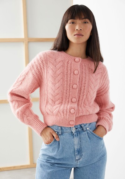 Cropped Cable Knit Cardigan from & Other Stories