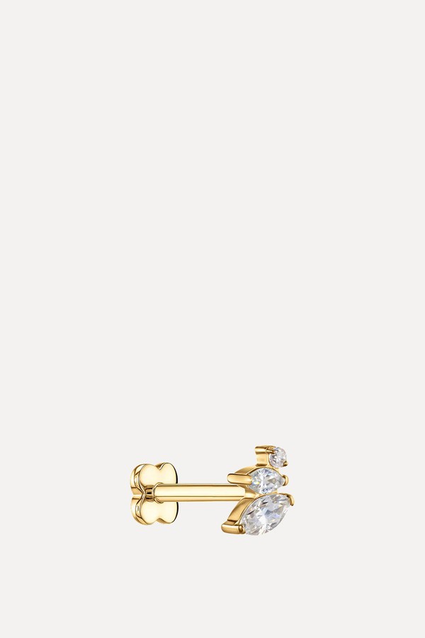Triple Crystal Navette Piercing Stud from Jewells