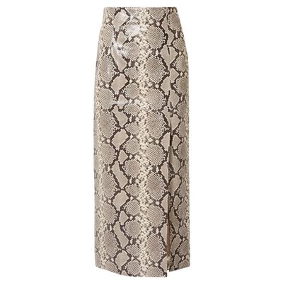 Snake Effect Leather Midi Skirt from Attico