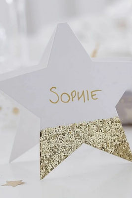 Gold Glitter Star Christmas Place Cards from Ginger Ray